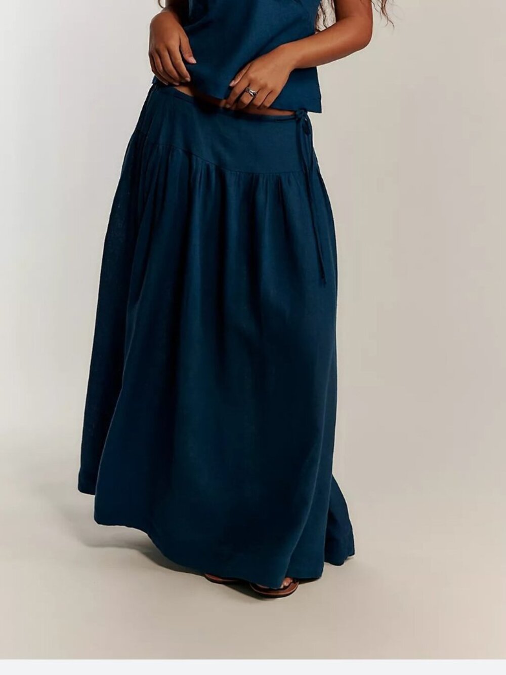 Free People Free-Est Sandshell Linen Maxi Skirt Pull-On Flowy Solid XS 290439